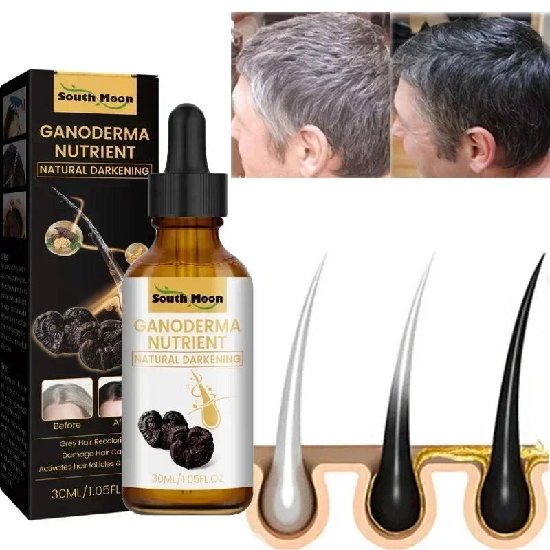 Gray White Hair Treatment Serum Liquid White To Black Natural Color Repair Nourish Product Anti Loss Hair Care Men Women