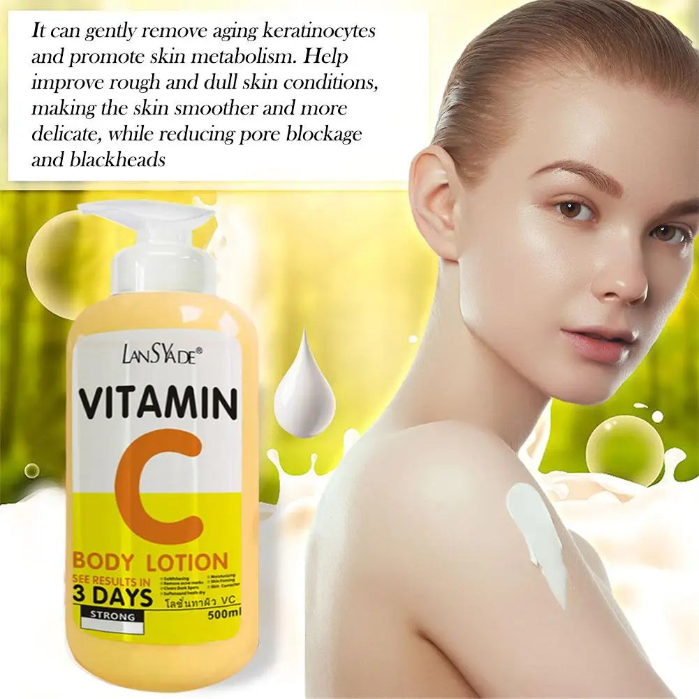 AHA Whitening Body Lotion 500ml, Hydroxy Acid VC VE Brightening Skin Moisturizer,Dark Spots Remover Firming Hydrating Body Cream