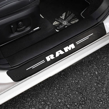 4Pcs Carbon Fiber Car Door Sill Protective Strip Stickers for Dodge RAM 1500 2500 3500 2014 2015 2016 2017 2018 2019 2020 2021