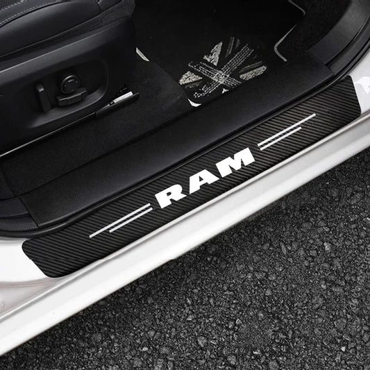 4Pcs Carbon Fiber Car Door Sill Protective Strip Stickers for Dodge RAM 1500 2500 3500 2014 2015 2016 2017 2018 2019 2020 2021