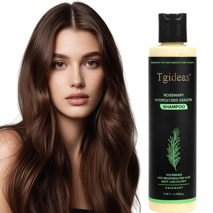 220ml Tgideas Natural Rosemary Hair Shampoo Organic Keratin Shampoo Silicone-Free Reduces Hair Loss Nourishes Scalp for Thicker