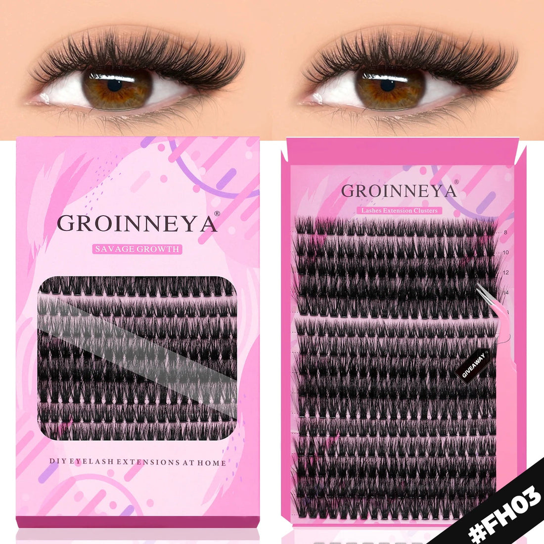 GROINNEYA DIY Lashes Extension Kit Individual Lashes Clusters Faux Mink Eyelash Extension Mix set with Lash Natural Look Makeup Halalzen