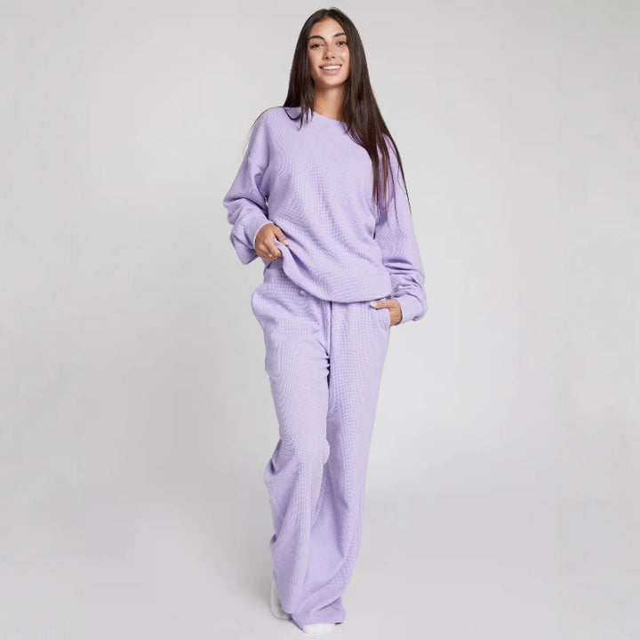 European American New Women's Suits Autumn New Fashion Casual Solid Color Loose Long-sleeved Wide-leg Pants Two-piece Ladies