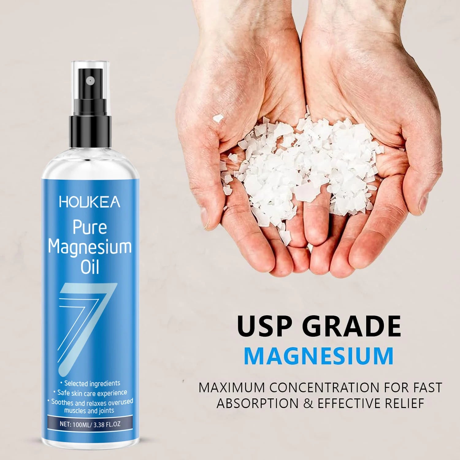 Pure Magnesium Oil Spray Grade Magnesium Chloride Liquid for Foot & Body Care Spray for Improve Roughness Skin& Quick Absorption