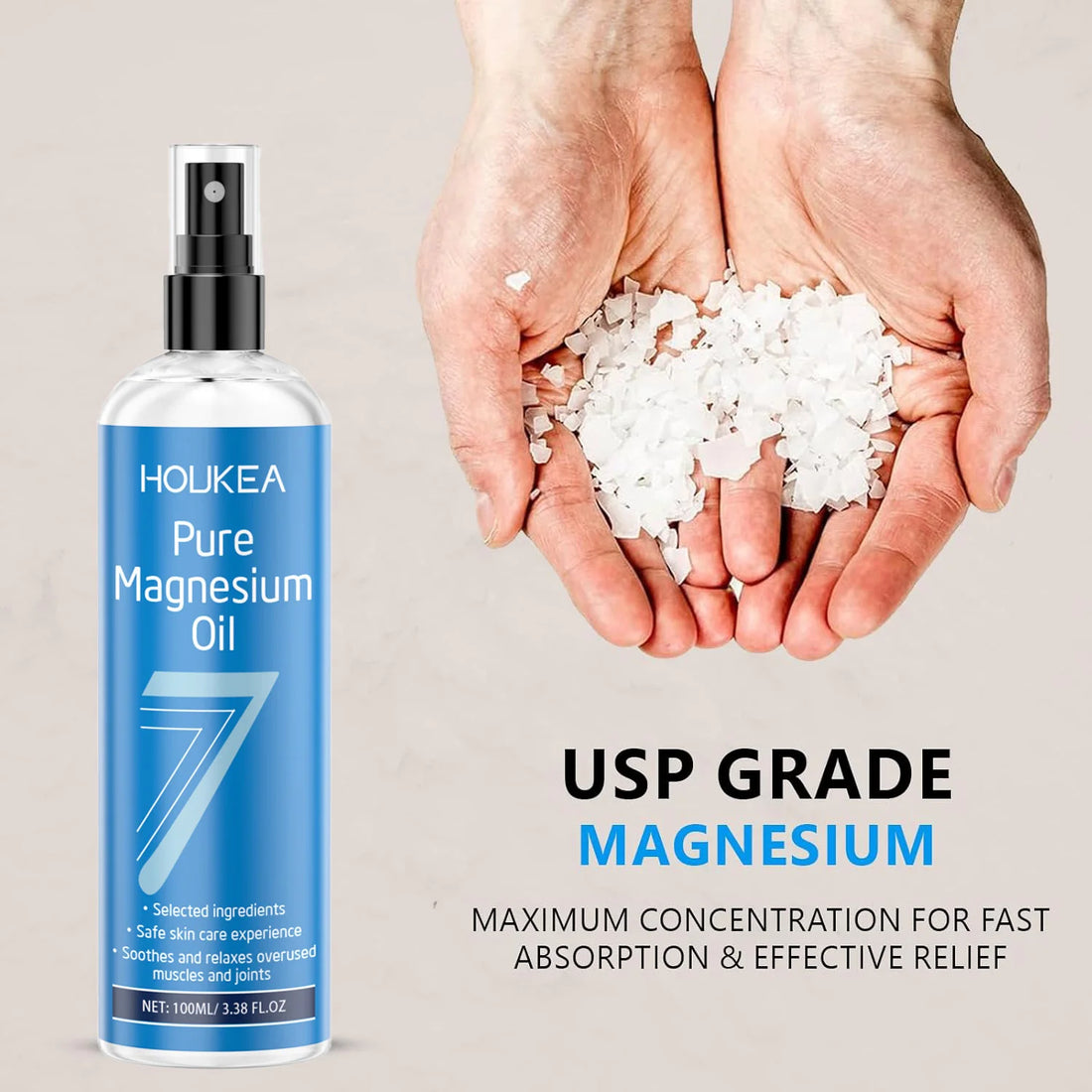 Pure Magnesium Oil Spray Grade Magnesium Chloride Liquid for Foot & Body Care Spray for Improve Roughness Skin& Quick Absorption