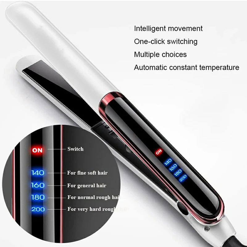 Professional Hair Straightener Curler Electric Splint Flat Iron Negative Ion Straight Curling Iron Plates Corrugation Hair Care Halalzen