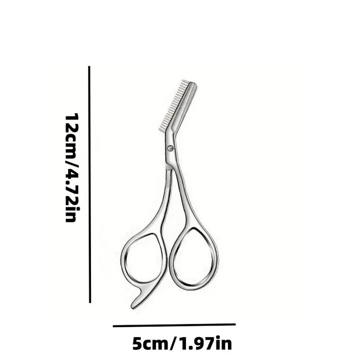 1-Piece Stainless Steel Eyebrow Trimmer with Comb, Women's Special Eyebrow Scissors, Men's Trimmer, Small Eyebrow Trimmer Set Tool, Universal for Left and Right Hands, Durable and Precise for Shaping and Trimming Halalzen
