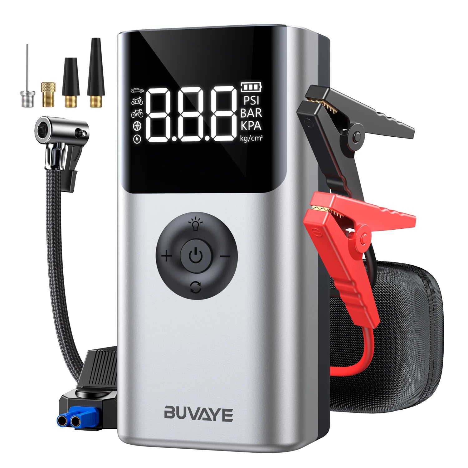 BUVAYE 4 In 1 2500A Portable Jump Starter Power Bank 150PSI Air Pump Booster Car Battery 12V Car Battery Starter Powerbank