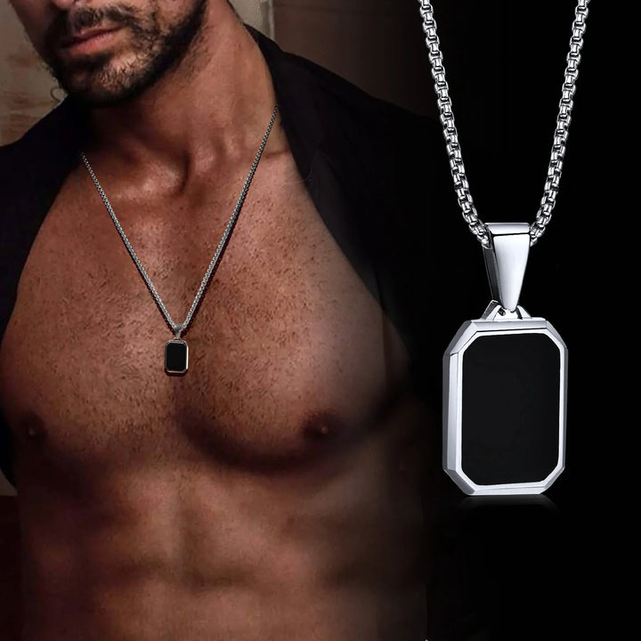 Collares colgantes de placas militares pequeñas Vnox para hombres y niños, color negro plateado, acero inoxidable con cadena de caja, regalo para él