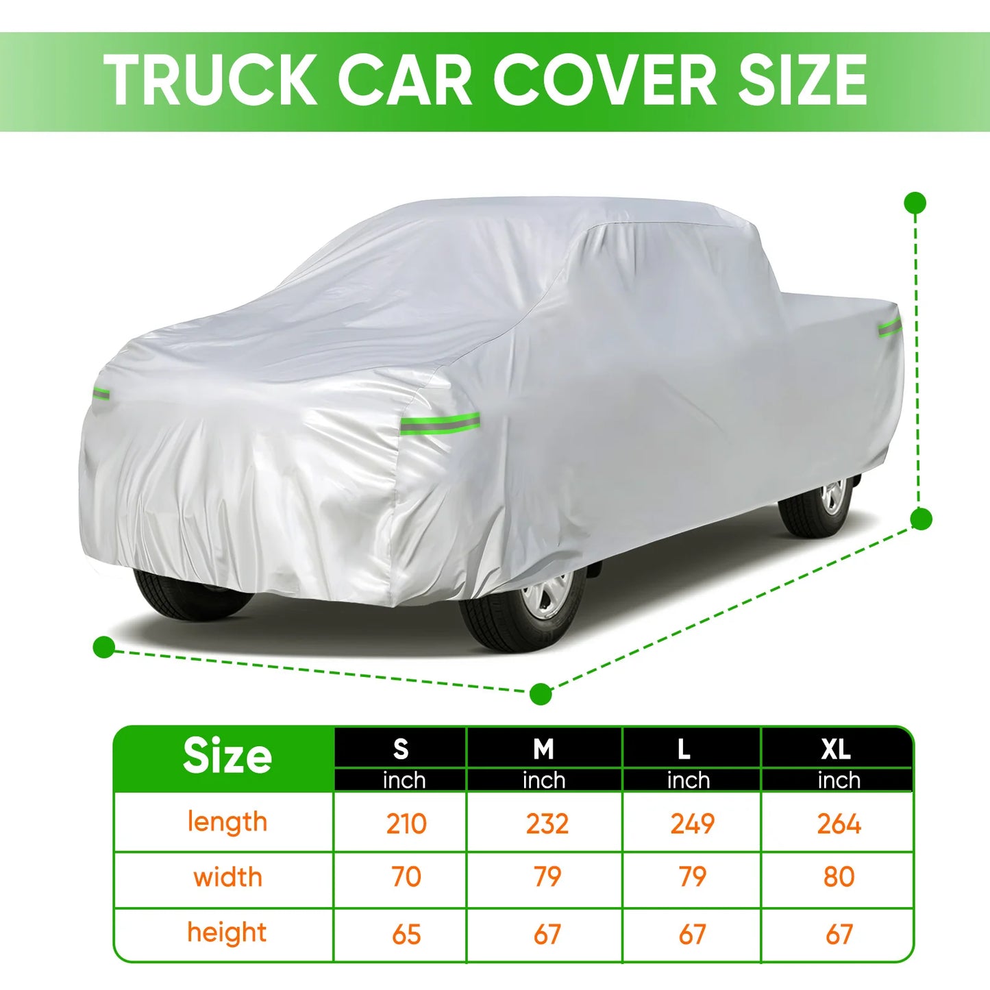 NEVERLAND Pickup Truck Cover 190T Polyester Taffeta, Car Cover Waterproof All Weather for Pickup, Waterproof Outdoor Full Exteri