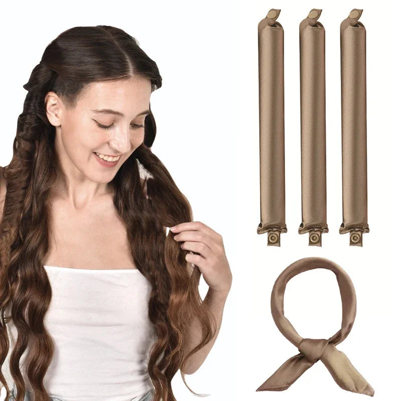 Heatless Hair Curler Curling Rod Headband No Heat Hair Rollers Satin Lazy Curls Soft Curlers Sleeping Flexi Rods Styling Tools Halalzen