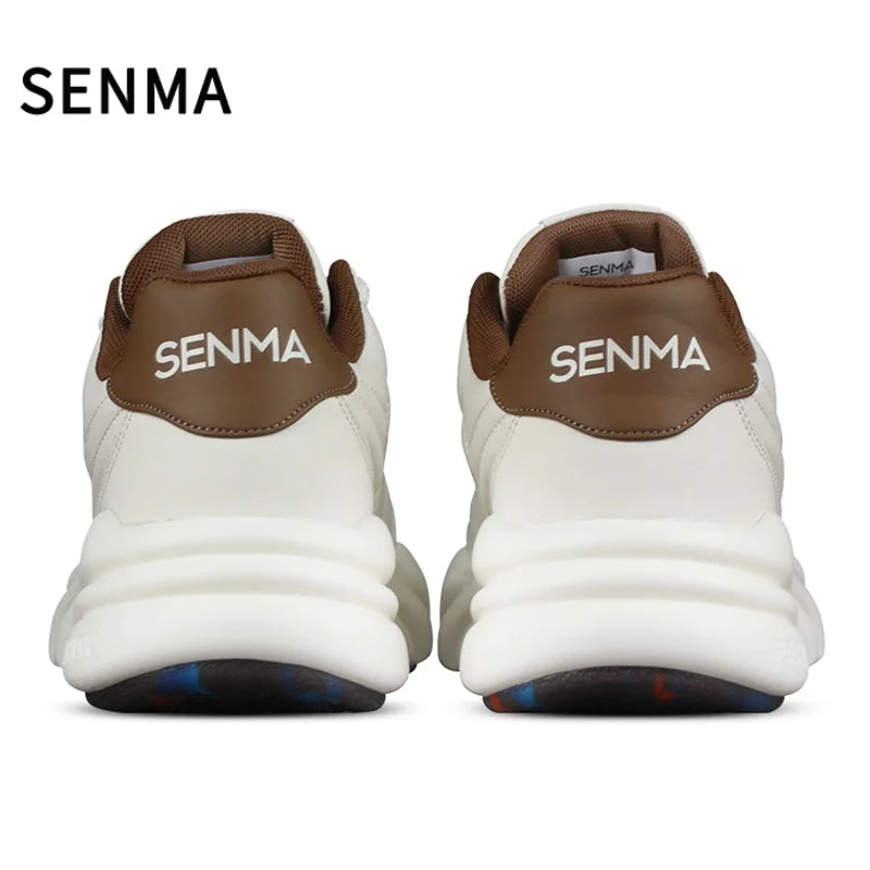 SENMA Sneakers for Men Genuine Leather Casual Shoes Mens Board/Tennis/Running/Walking Shoes Comfortable & Durable Athletic Shoes