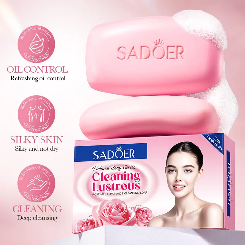 100g Rose Milk Fragrance Cleansing Soap, Contains Glycerin, Niacinamide, Aloe Vera Leaf Extract, Milk Extract, Calcium Carbonate, and Rose Extract. Easy to Rinse, Deeply Cleanses Skin Impurities, Refreshes and Controls Oil, L Halalzen