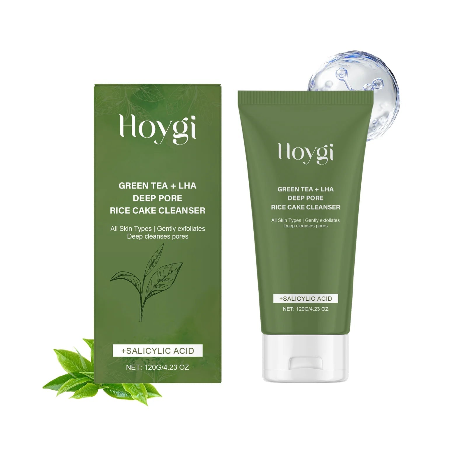 Green Tea Salicylic Acid Facial Cleanser Cleansing Pore Refining Hydrating Blackhead Removal Oil Control Non-Drying Face Wash Halalzen