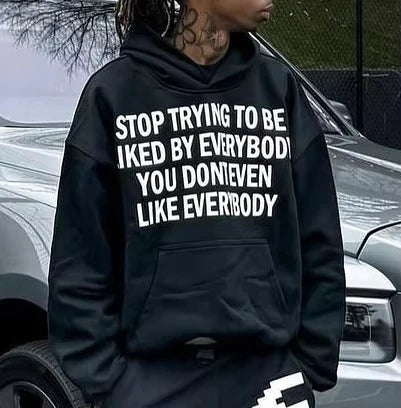 American Fashion Trend Letter Pattern Printed Oversized Hoodie Men's Y2K Street Hip-hop Harajuku Loose Versatile Pullover