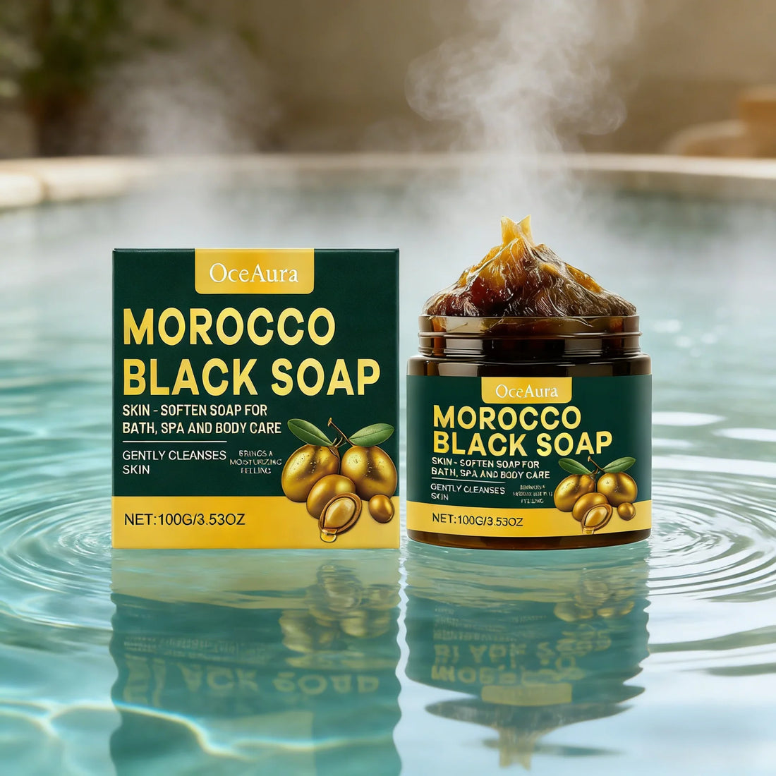 100g Natural Morocco Black Soap Dead Skin Remover Body Scrub Deep Cleaning Remove Dead Skin Cells Gentle Care Body Moisturizing Daily Body Care Bath Soap