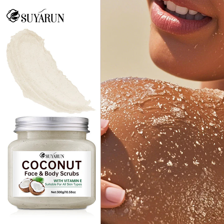SUYARUN Organic Coconut Sugar Body Scrub Exfoliating & Moisturizing - Natural Spa Care for Soft Skin - 300g.