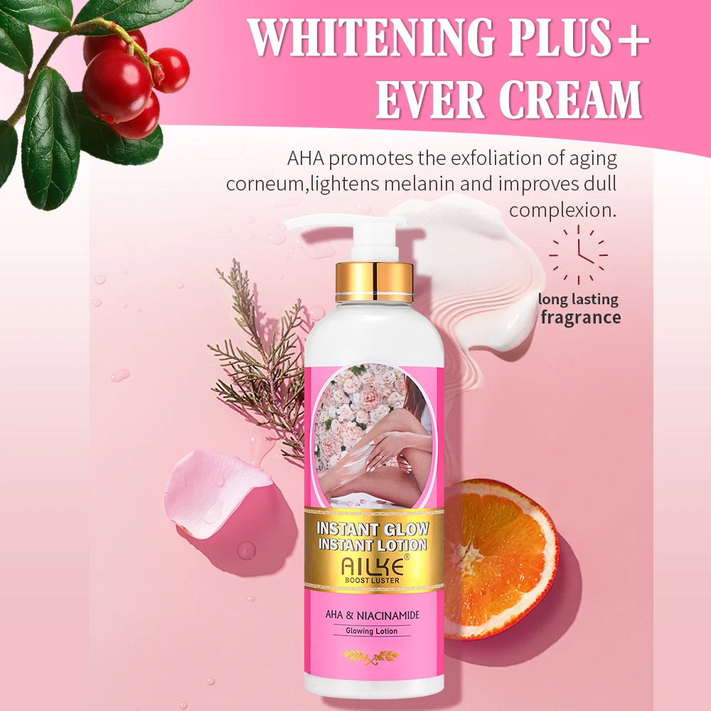 AILKE Vegan Brightening Body Lotion, with AHA, Niacinamide, Moisturizing, Hydration, for All Skin Type, Radiant Skin Body Cream Halalzen