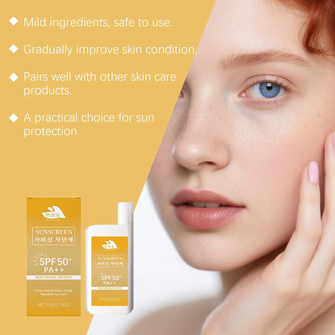 Lightweight Hydrating Sunscreen SPF 50++ Long Lasting UV Protection Fast Absorb No Sticky Oil Control Refreshing Sunblock Lotion Halalzen