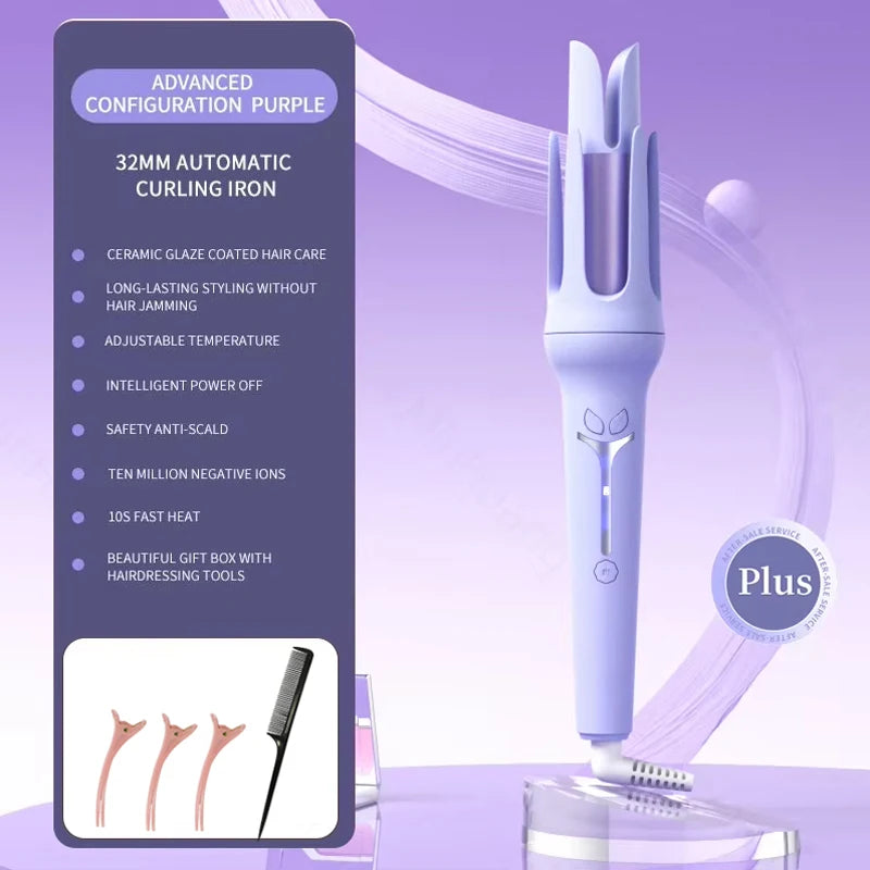 Automatic Curling Iron 32 mm Big Roll Anion  Ceramic Hair Curler 4-Speed Adjustable  Fast Heating Fashion Styling Tools Halalzen
