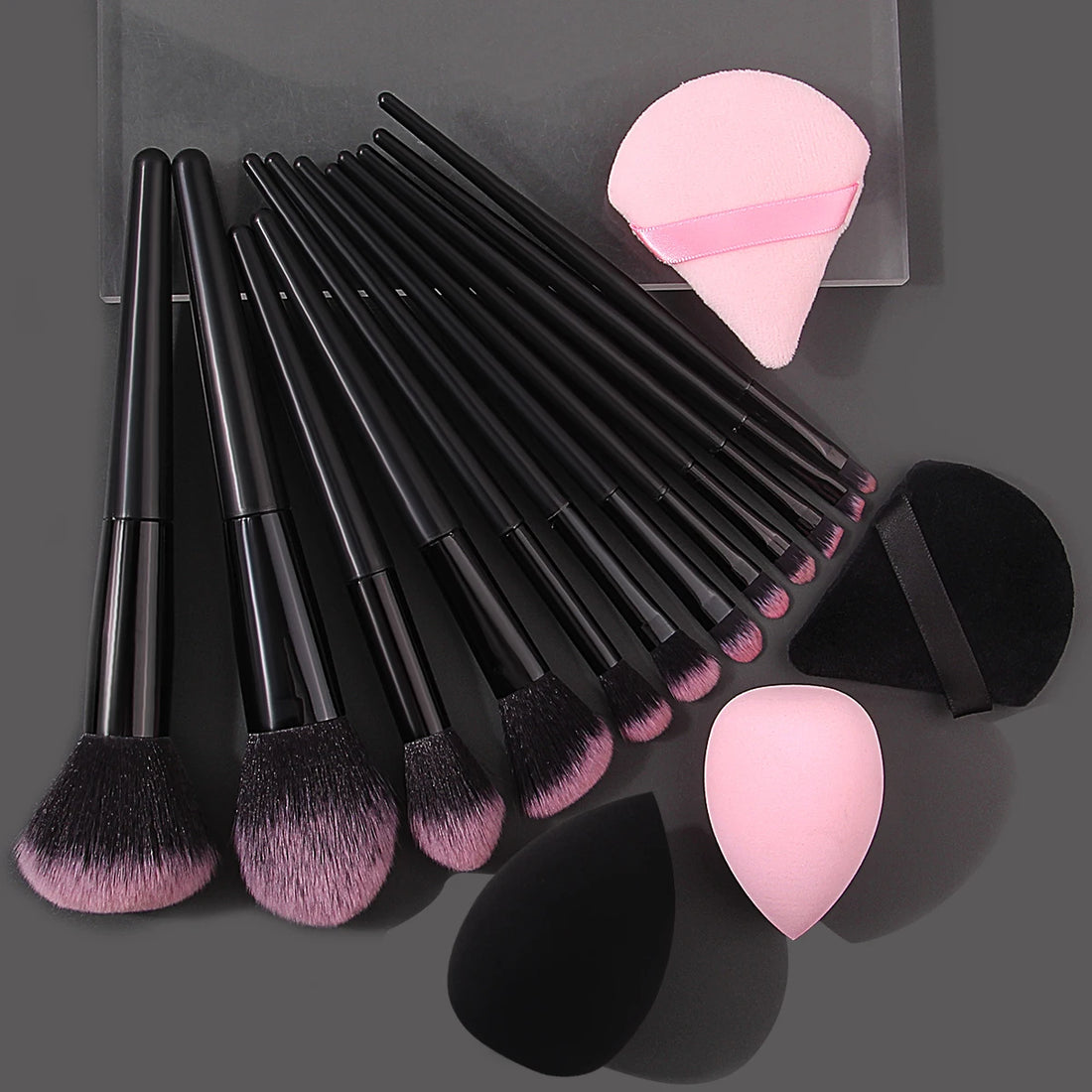 Hot-Selling 12/16PC Multi-Purpose Makeup Brush Set Featuring Ultra-Soft Makeup Powder Pads and Sponge Makeup Eggs with All Tools
