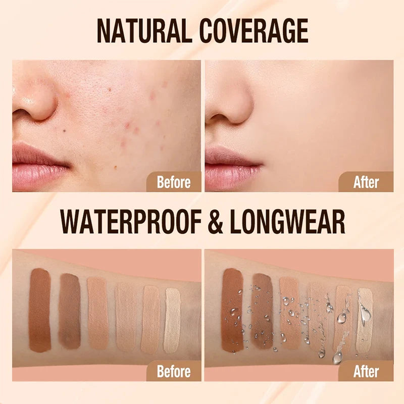 VERONNI Liquid Foundation Cream for Face 10ml High Coverage Makeup Base Sunscreen SPF30 Waterproof Concealer Makeup Foundation Halalzen