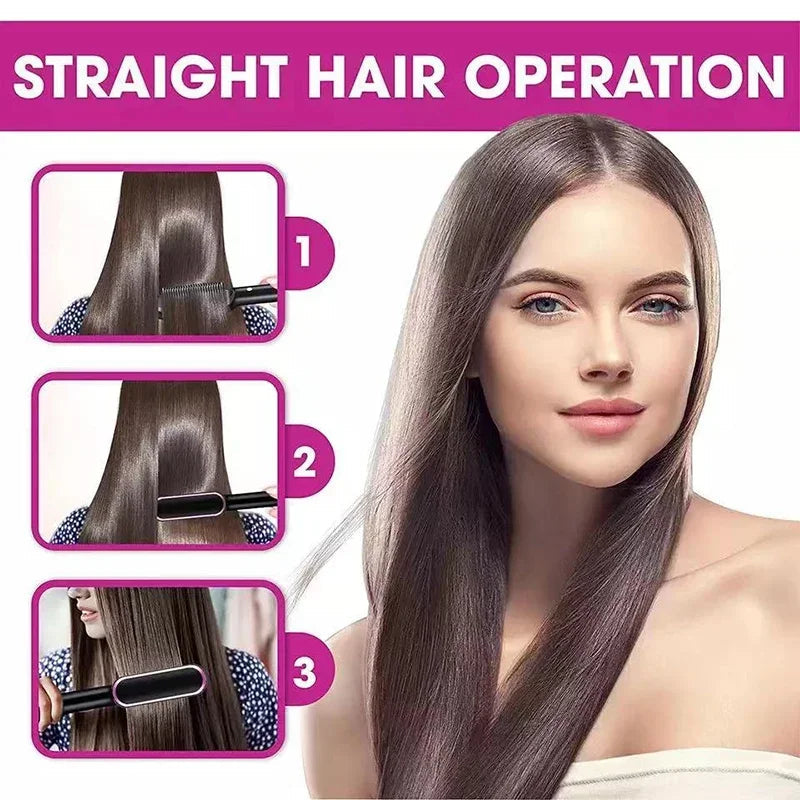 Thermostatic hair straightener Comb 5 temperature settings Straightening brush Quick heat professional hair straightening brush Halalzen