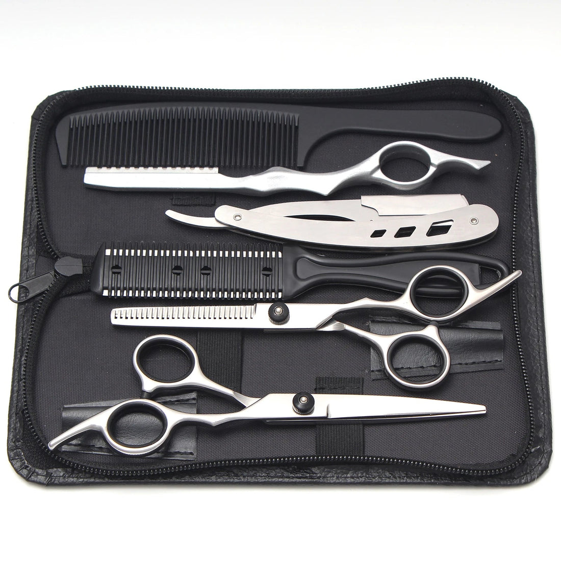 Hairdressing Scissors Blue Japan Stainless Hair Scissors Salon Cutting Scissors Barber Shop Thinning Shears Comb Razor C1001 Halalzen
