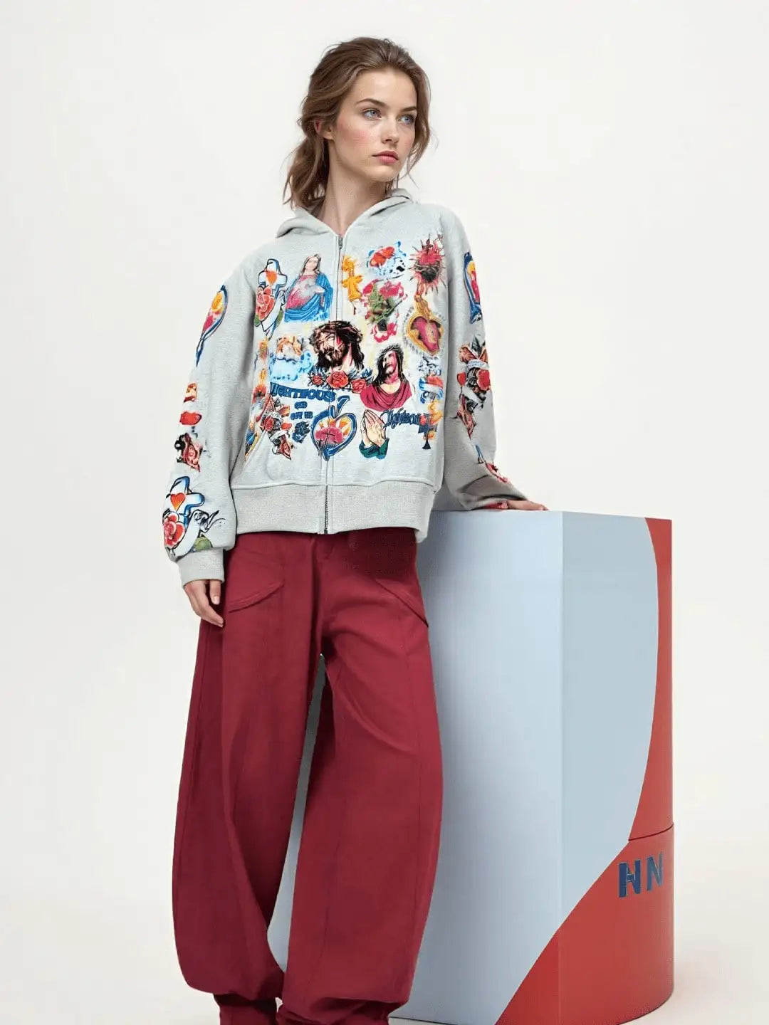 Jesus Hoodie Sweatshirt Y2K Letters Printed Retro Gothic Rock Hoodie Harajuku Loose Versatile Sweatshirt