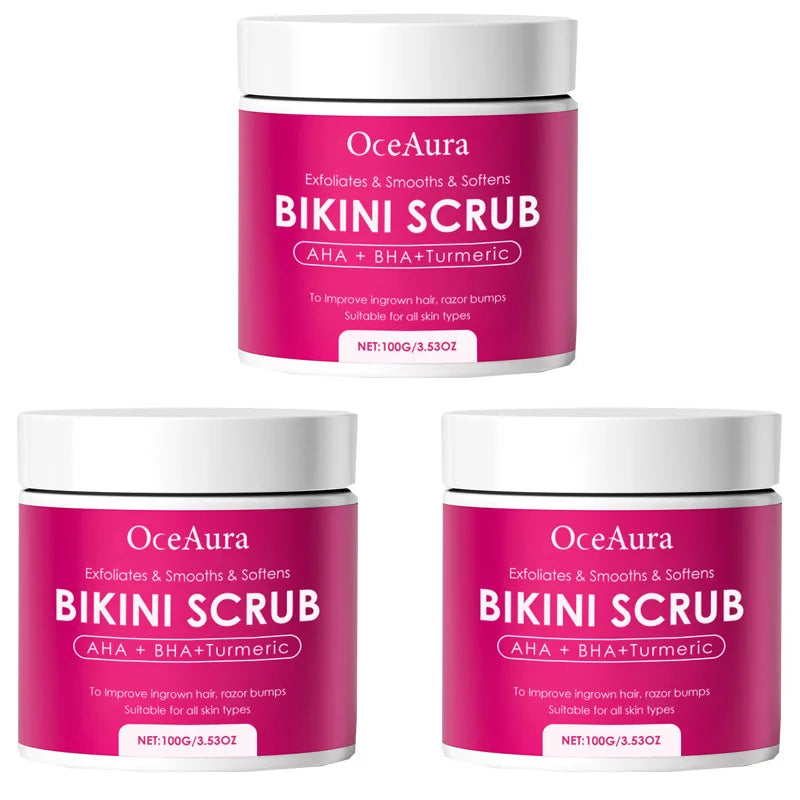 Bikini Area Exfoliator with 10% AHA+BHA & Turmeric For Bikini Underarm Area,Skin Moisturizing, Smoothing Exfoliating Body Scrub