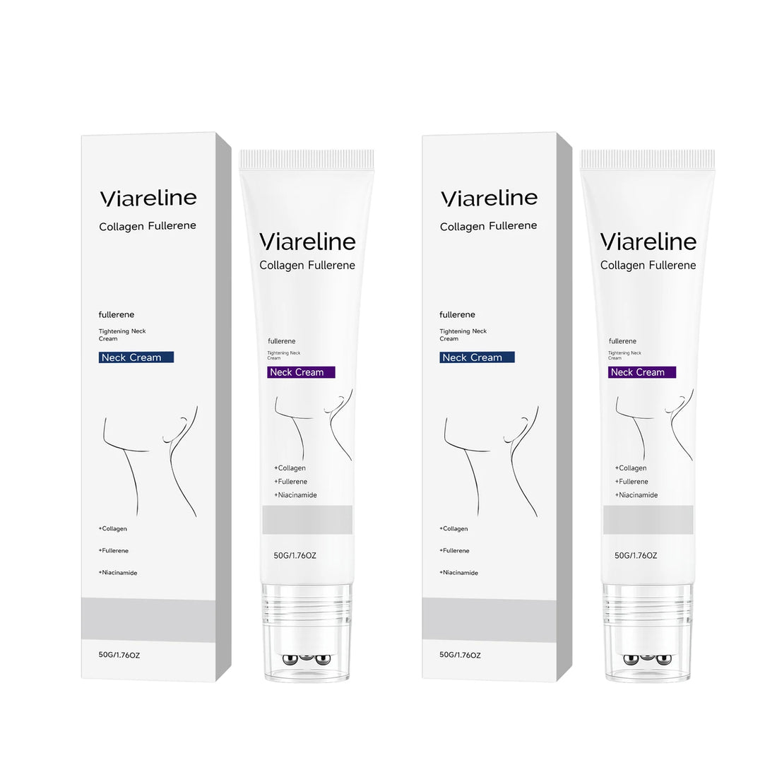 Collagen Fullerene Neck Cream Niacinamide Brightening Jawline Tighten Lift Firming Anti-Wrinkle Neck Care Moisturizing Cream with Rollers