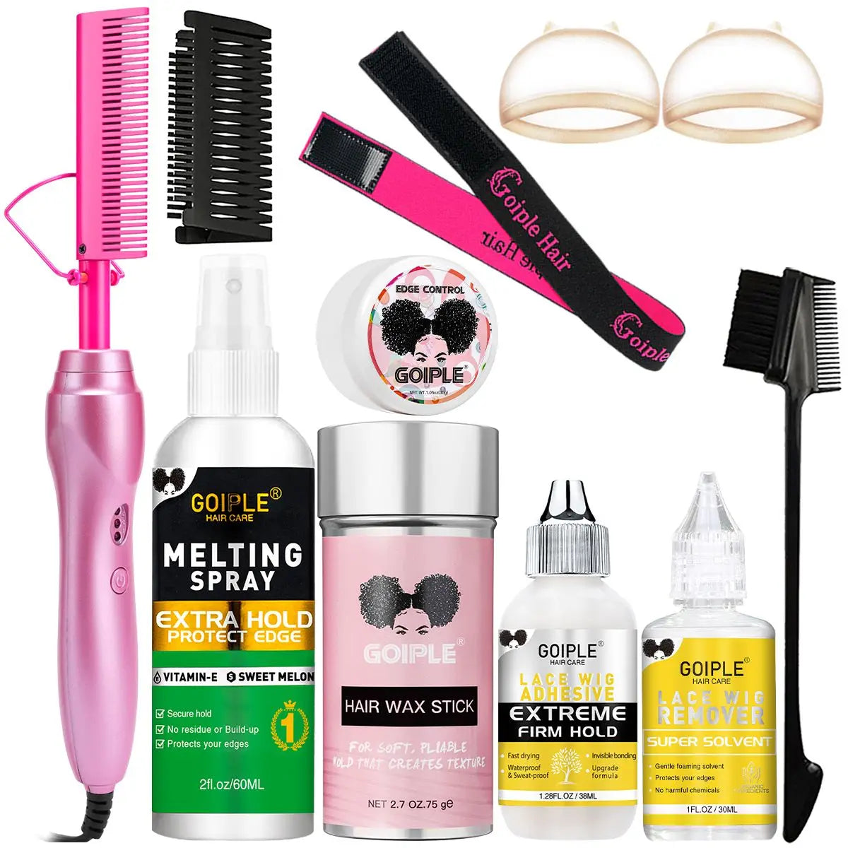 GOIPLE Electric Hot Comb Fast Heating Straightener Curling Iron Curler Brush Styling Tools for Hair Care Lace Wig Styling Set Halalzen