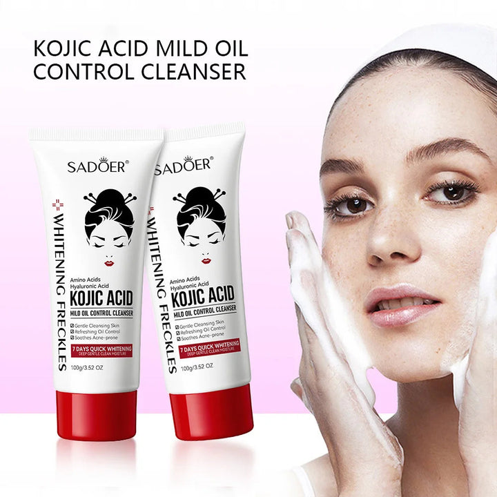 Kojic Acid Whitening Deep Cleansing Milk, Moisturizing Oil Control Spot Removing Acne Cleansing Milk Halalzen