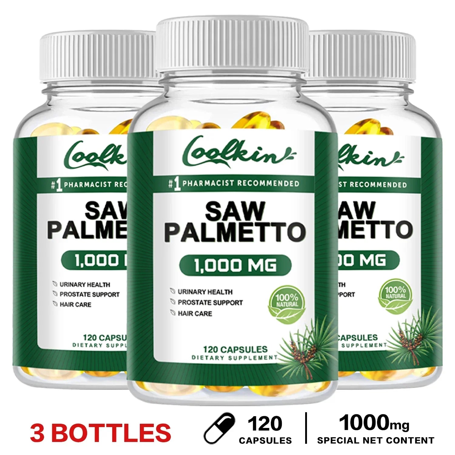 Saw Palmetto - Promotes Hair Growth, Prevents Hair Loss, Reduces Baldness, Supports Healthy Urination Frequency