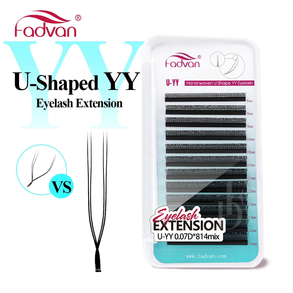 FADVAN U Shape YY Eyelash Extensions 2D UU Eyelashes Premium Soft Natural Fans Cluster Curl C/D False Lashes Make up Tools