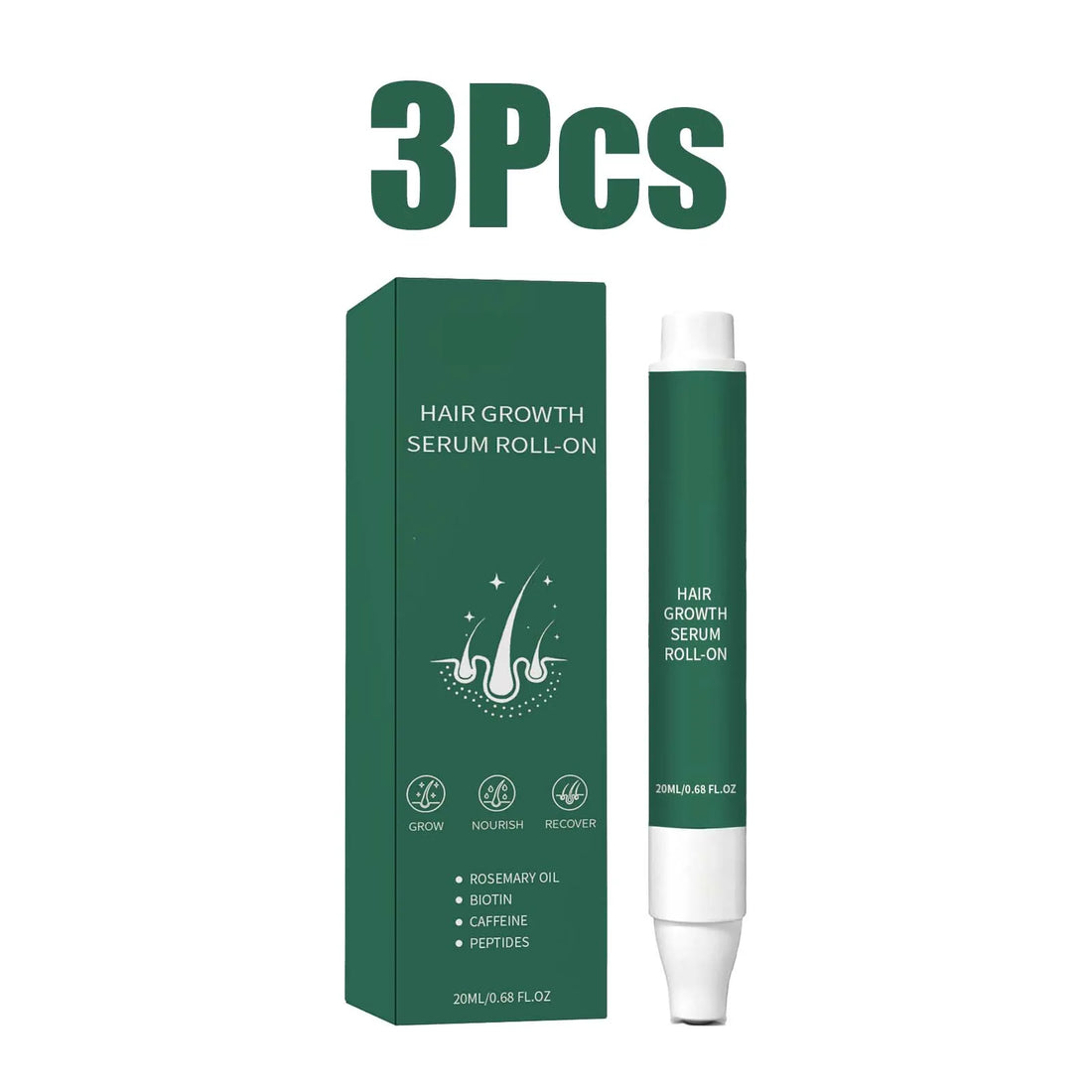 20ml Rosemary Oil Hair Growth Serum Roll-on Biotin Caffeine Peptides Scalp Massager Anti Hair Loss Thinning Treatment Spray