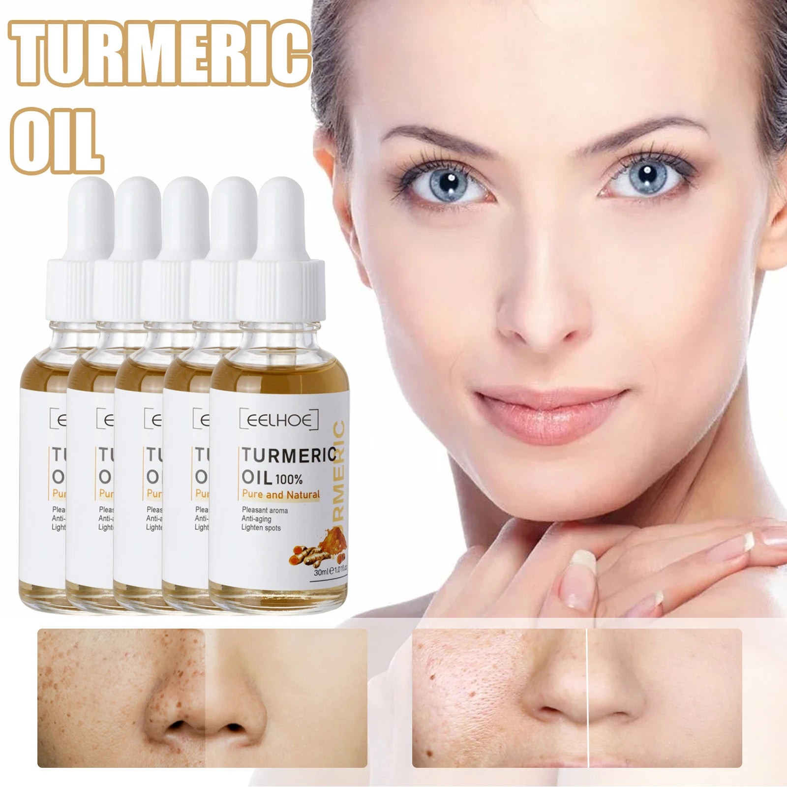 Turmeric Repair Essence For Reduces Dark Spots & Freckles,Moisturizes Face,Brightens And Evens Skin Tone,Improves Damaged Skin