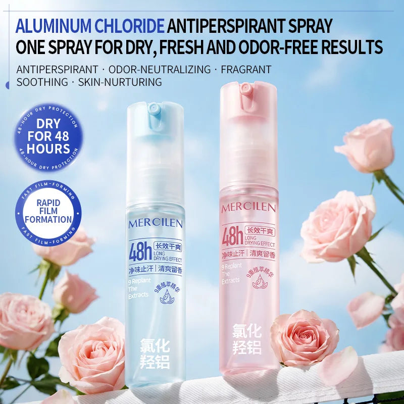Mercilen Antiperspirant Deodorant Body Freshening Spray, Long-Lasting Freshness, Effectively Controls Odor in Underarms and Other Body Areas, Keeps Skin Fresh, Has a Sleek Design, Is Easy to Carry and Use, Suitable for Both M