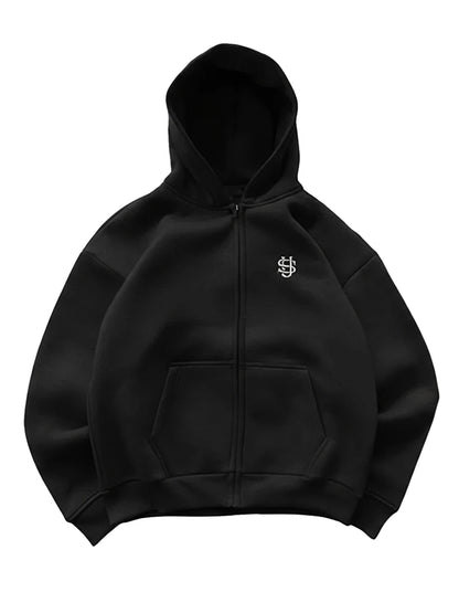 Casual Zip-up Hoodies for Women with Embroidered Patterns Fall Jackets Autumn Fashion Simple Style Outer Hoodie Jacket Unisex