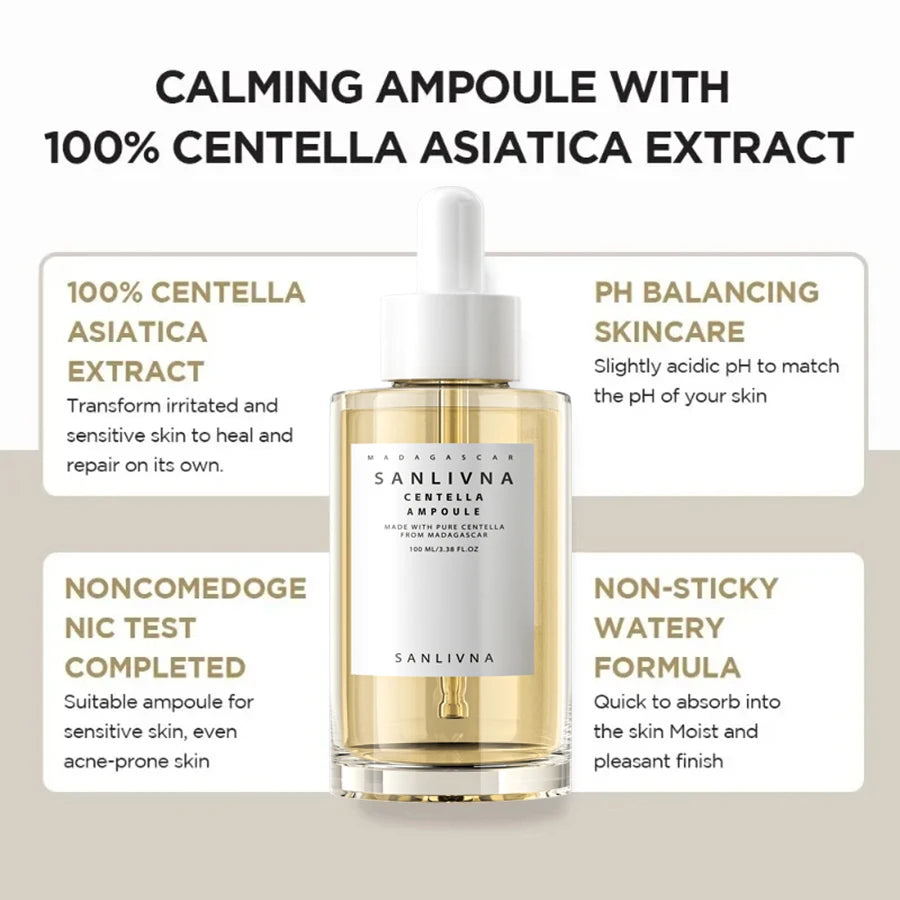 Madagascar Centella Asiatica Facial Serum Ampoule Moisturizing Skin Firming Korean Glass Skin Care for Prone And Sensitive Skin Halalzen
