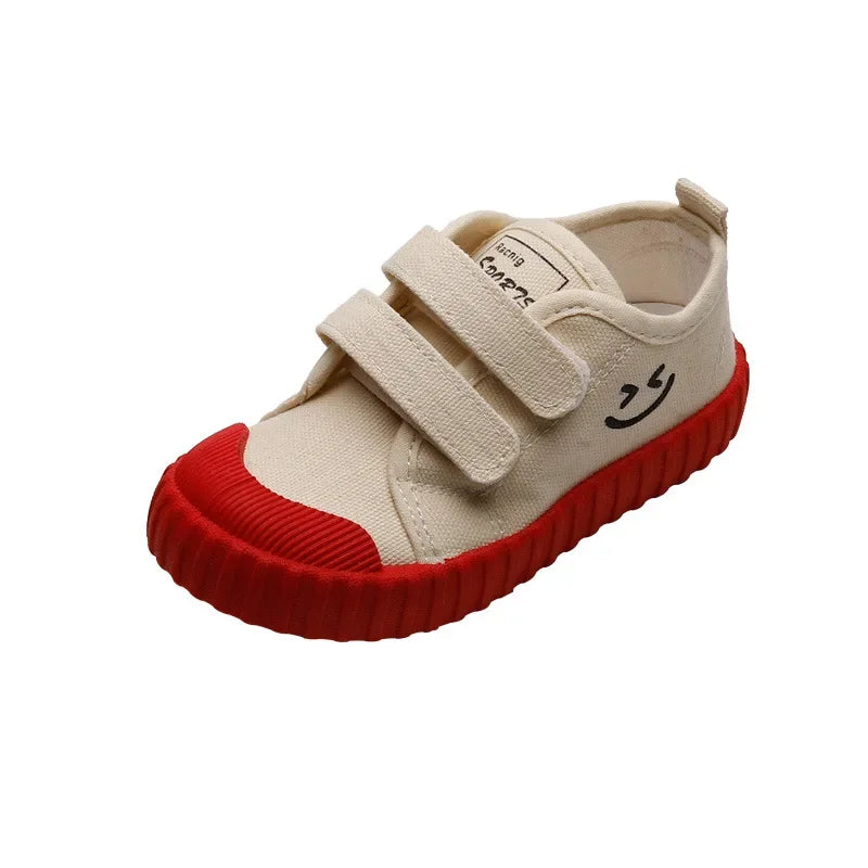 Children's Canvas Shoes Korean Version Smiling Face Casual Shoes Spring Boys Girls Shoes Academy Kindergarten Comfortable  Daily