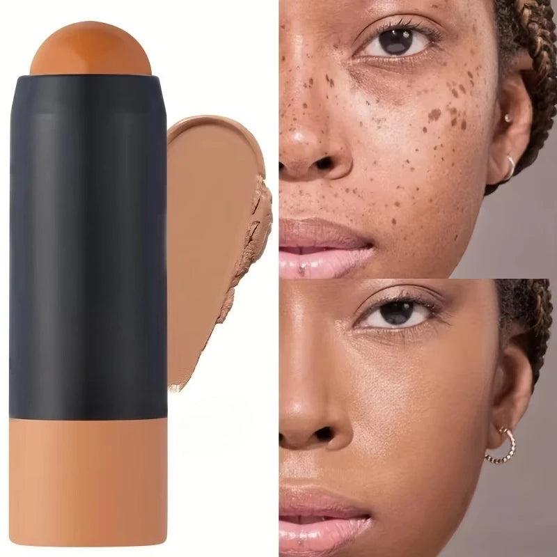 2-in-1 Foundation & Concealer Stick, Waterproof Long Wear, Full Cover, Hide Blemishes, Smooth Base Makeup