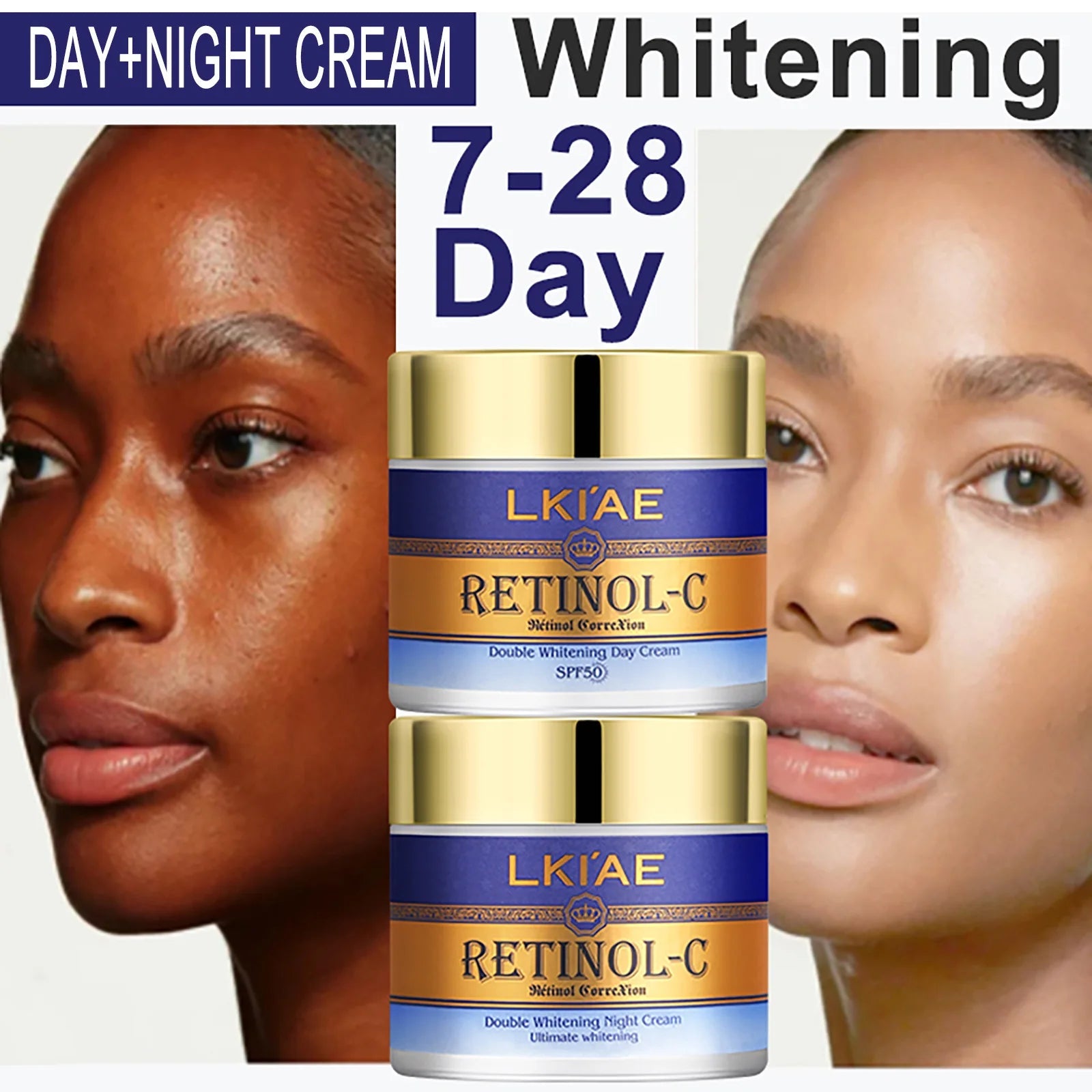 LKIAE Advanced Retinol Double Whitening Skin Care Set, Deeply Moisturizing, Clean Skin, Reduce Wrinkles, Stains, Dark Spots Halalzen