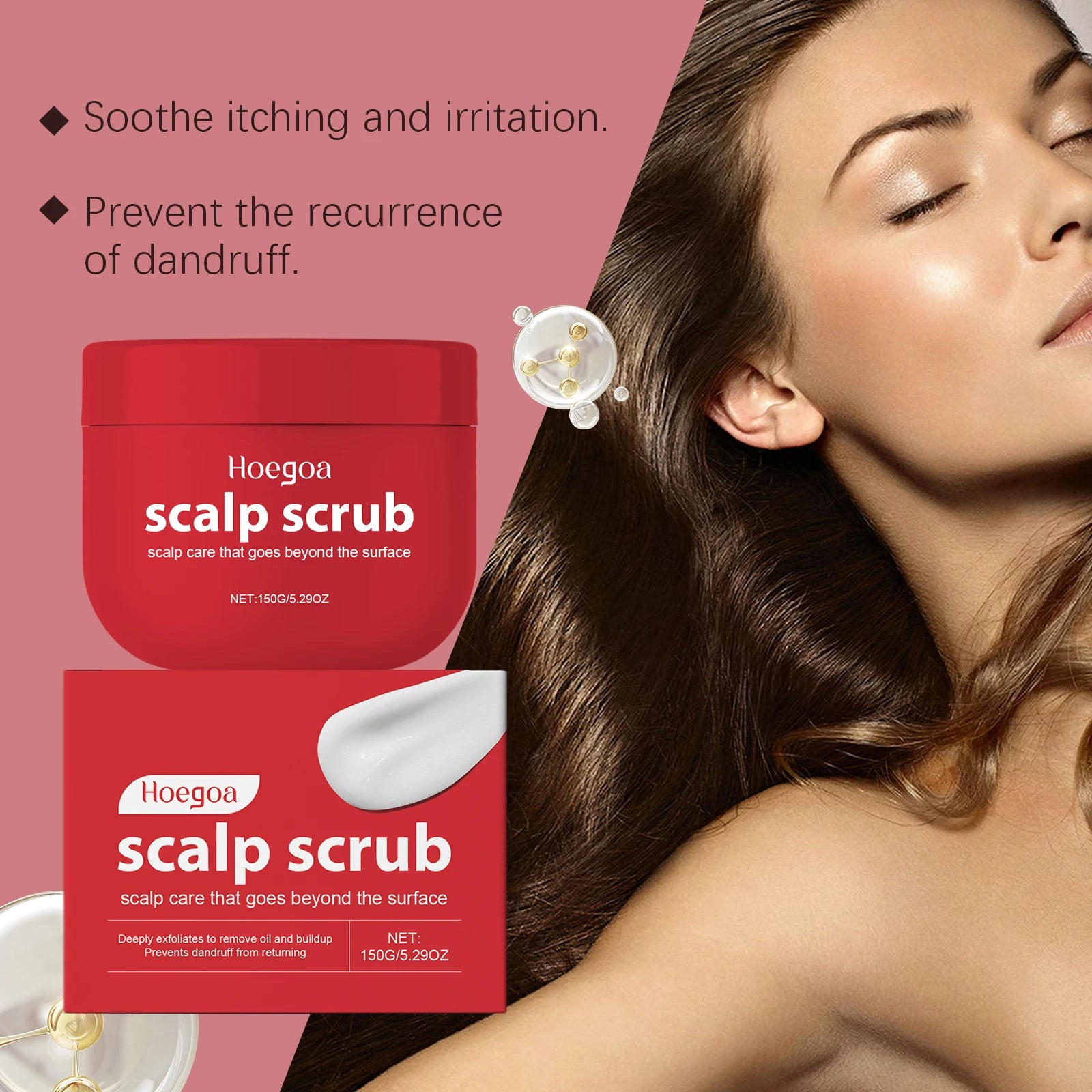 Hoegoa 150g Scalp Scrub Shampoo Oil Control Cleaning Scalp Treatment Dandruff Remove Dryness Hair Smoothing Nourishing Hiar Care