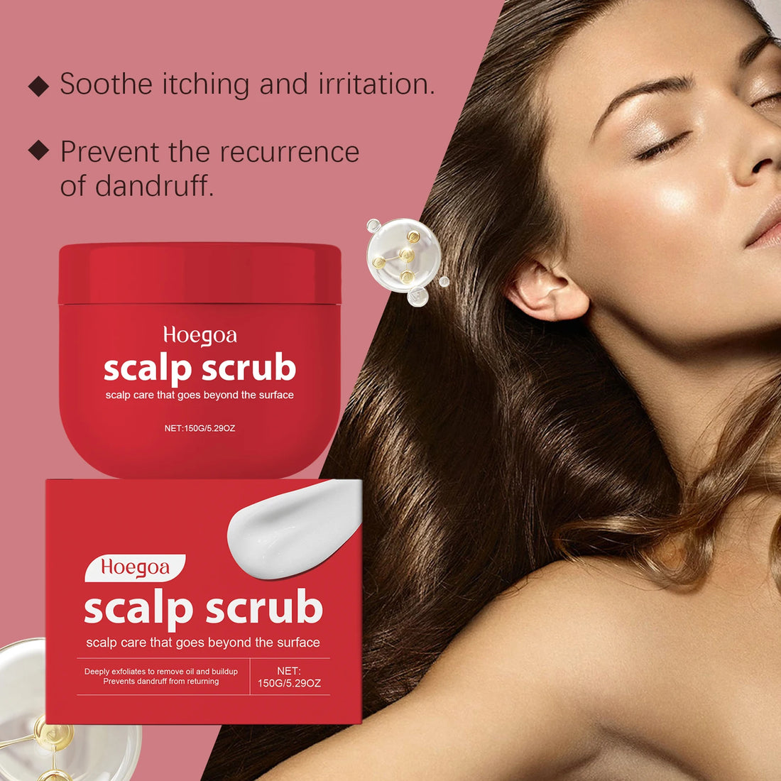 Hoegoa 150g Scalp Scrub Shampoo Oil Control Cleaning Scalp Treatment Dandruff Remove Dryness Hair Smoothing Nourishing Hiar Care