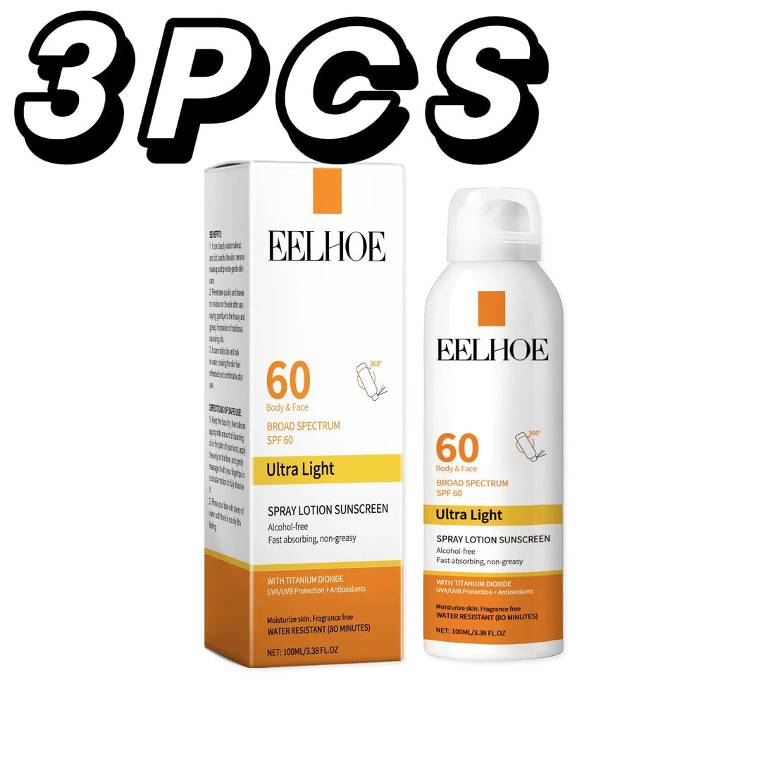 EELHOE Sun Protection Face Spray, Hydrating Moisturizer with UV Filter Lightweight Daily SPF60 Mist for Sensitive Skin Oil-Free Halalzen