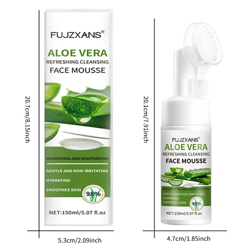 150ml Aloe Vera Cleanser Face Mousse Wash Refreshing Hydrating And Water-locking Deep Cleansing For Facial Skin Beauty Skincare Halalzen