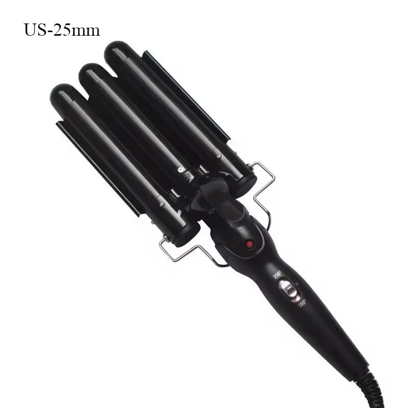 Professional Triple Barrel Hair Curler Ceramic Tourmaline Technology Fast Heating Anti Scalding Hair Styler Long Lasting Waves Halalzen