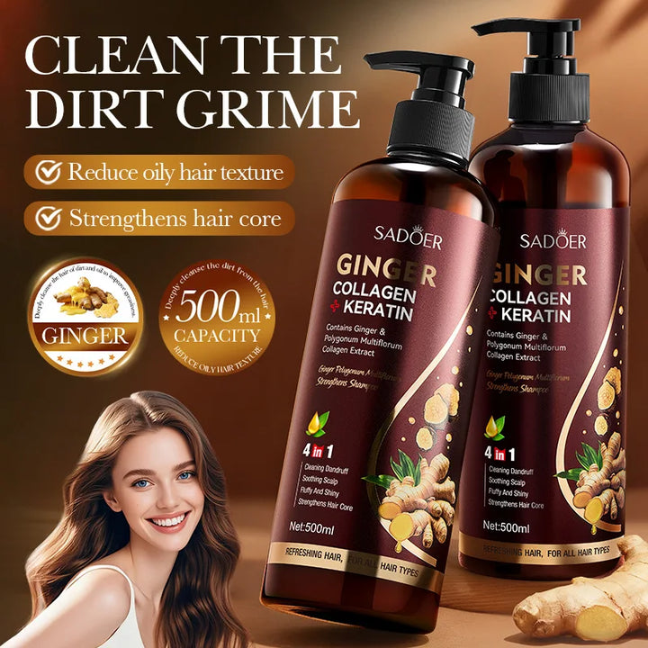 Ginger Polygonum Multiflorum Strengthening Shampoo 500ml Cleansing Hair Care Ends Oil Control Nourishing Hair