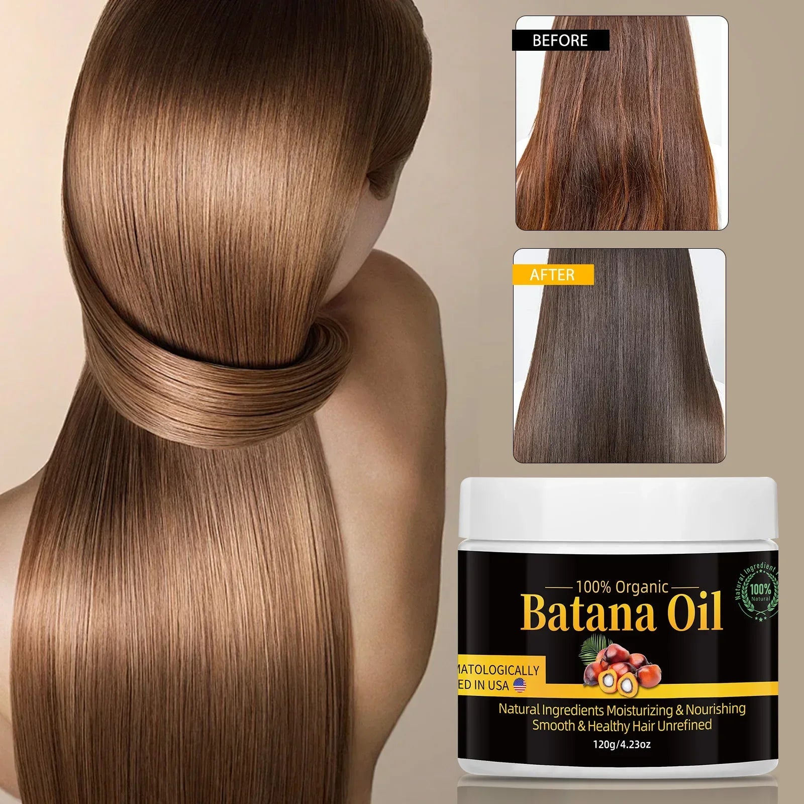 Batana Hair Oil Nourishes Scalp Moisturizes to Reduce Split Ends and Hair Loss Natural Botanical Hair Treatment Oil